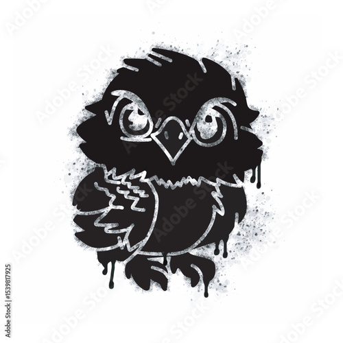 Eagle spray icon isolated on white background. Eagle graffiti icon sprayed in black on white background. Vector illustration.