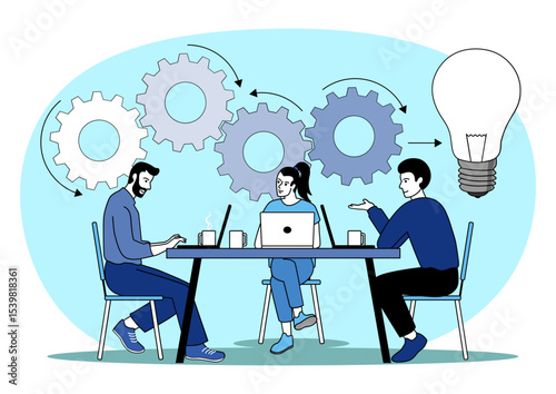 Teamwork, collaboration, thinking process, brainstorming Concept