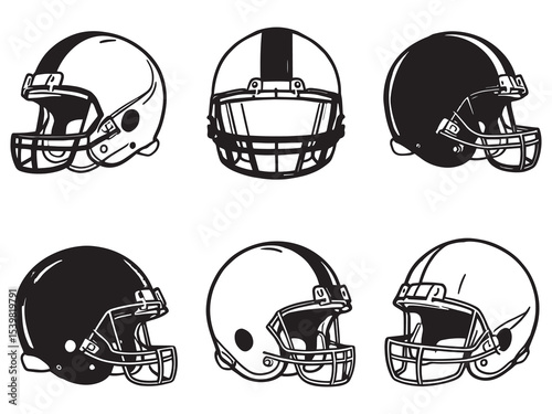 football helmet simple line art vector drawing design