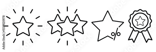 set of star icon and badge icon vector illustration symbol. 