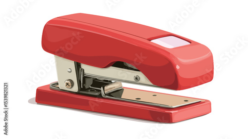 Close-up product shot of a red desktop stapler against a white background. The stapler is shown at a slight angle, highlighting its design and functionality. The image is well-lit and shows detail