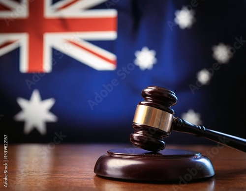 a judge gavel with australia flag in the background