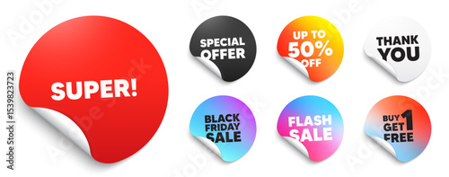Super red sticker tag. Special offer paper price tags. Super tag. Special offer sign. Best value promotion symbol. Discount, black friday sticker. Promo banner. Vector