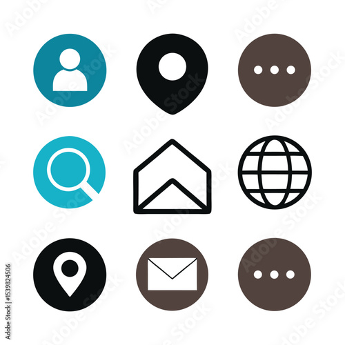 Simple contact us website icons set