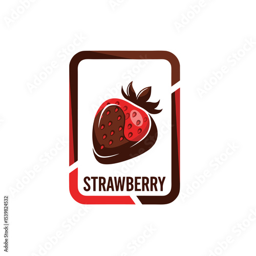 Modern Chocolate Strawberry Logo With Thick Borders