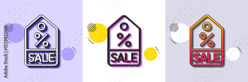 Shopping tag line icon. Halftone dotted pattern. Gradient icon with grain shadow. Sale Special offer sign. Discount coupon symbol. Line sale coupon icon. Various designs. Vector