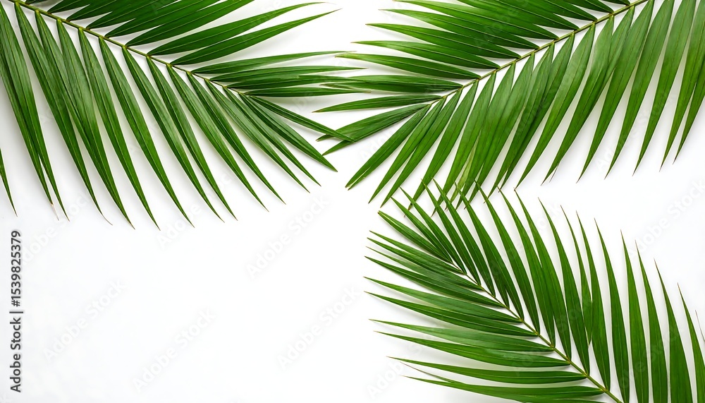 Fototapeta premium Tropical Palm Leaves White Background.