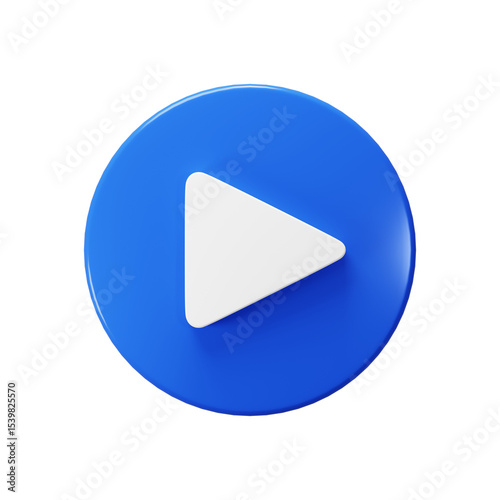 Circle Blue Play Button 3d Render Illustration Icon
