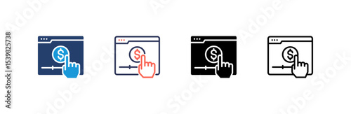 Cost Per Click icon set multiple style collection