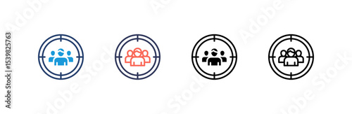 Target Audience icon set multiple style collection