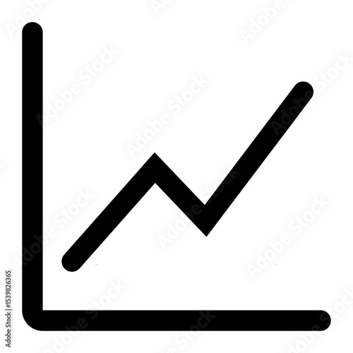 Line graph showing an upward trend with a slight dip in the middle on a white background plain icon