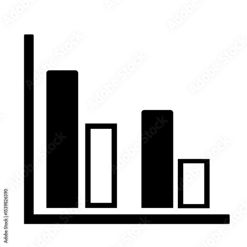 Illustration of a simple bar chart with varying heights and black and white color scheme displayed