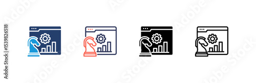 Digital Strategy icon set multiple style collection