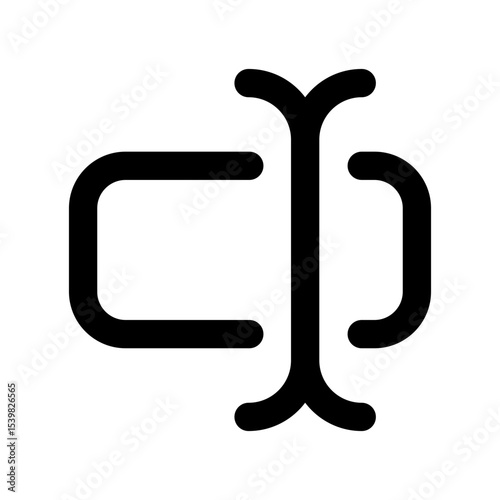 Illustration of a text selection cursor with rectangular shapes on either side of the cursor line