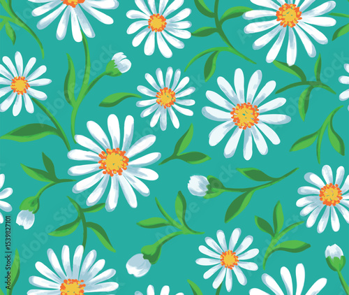 Seamless colorful daisy pattern. Background for fashion textiles, graphics, backgrounds and crafts.