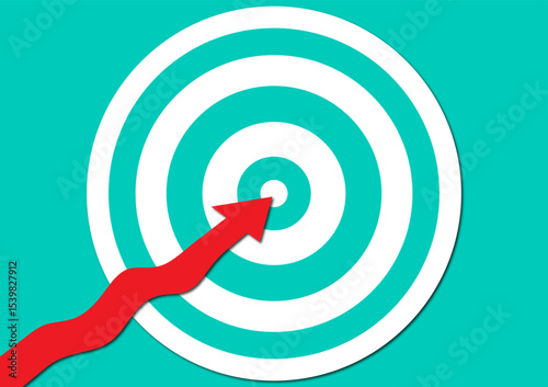Target Achieved A dynamic image of a target with a bold red arrow pointing directly at the bullseye, showcasing precision and goal attainment.