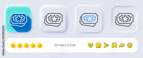 Loyalty points line icon. Neumorphic, Flat shadow, 3d buttons. Bonus coupons. Discount program symbol. Line loyalty points icon. Social media icons. Vector