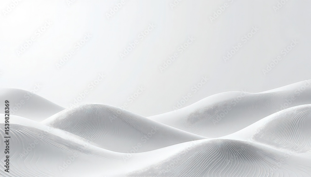 Obraz premium Abstract white landscape with smooth curved hills and subtle line texture in a minimalist style