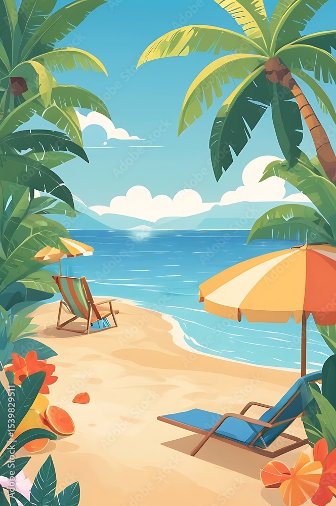 Obraz premium tropical beach with palm trees