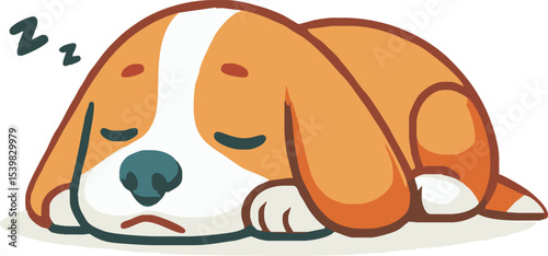 hand drawn dog sleeping nearby vector isolated on white background illustration for cliparts, sticker, print, pet shop.