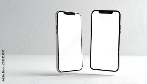 Two Smartphones with Mockup, and White Background.