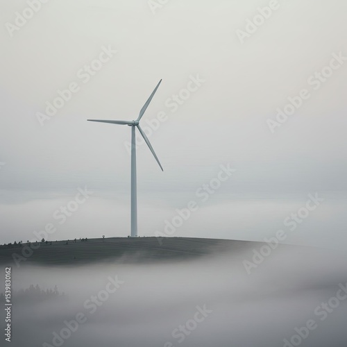 Wallpaper Mural Solitary Wind Turbine in Misty Landscape. Torontodigital.ca