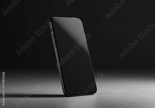 Mockup of black smartphone upright, mobile phone mockup for UI and app design presentation

