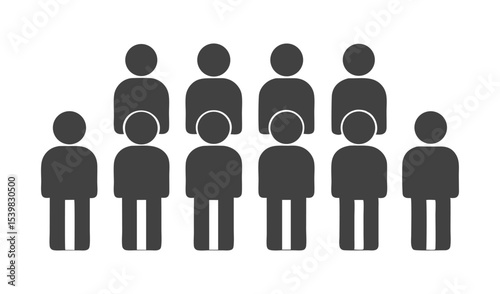 Group of eight people icons in a row