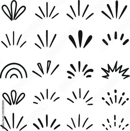 Black silhouette set of trees flowers and plants in a decorative floral design