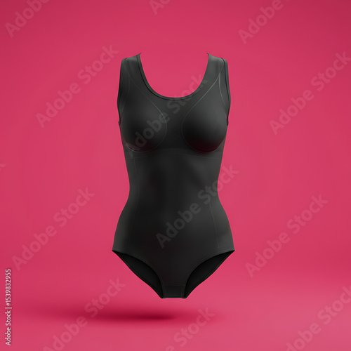 Mockup of black sleeveless bodysuit, apparel mockup for fashion and clothing design industry
