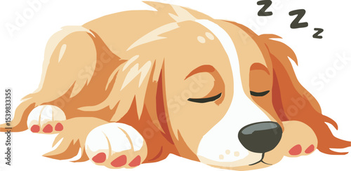 hand drawn dog sleeping nearby vector isolated on white background illustration for cliparts, sticker, print, pet shop.