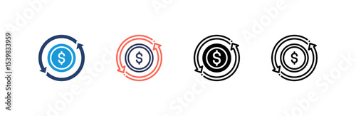 Cash Flow icon set multiple style collection