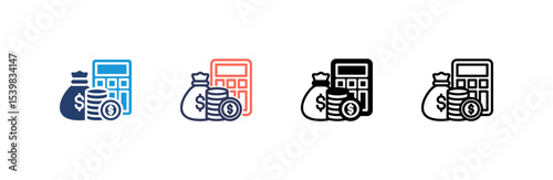 Cost icon set multiple style collection