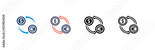 Currency Exchange icon set multiple style collection