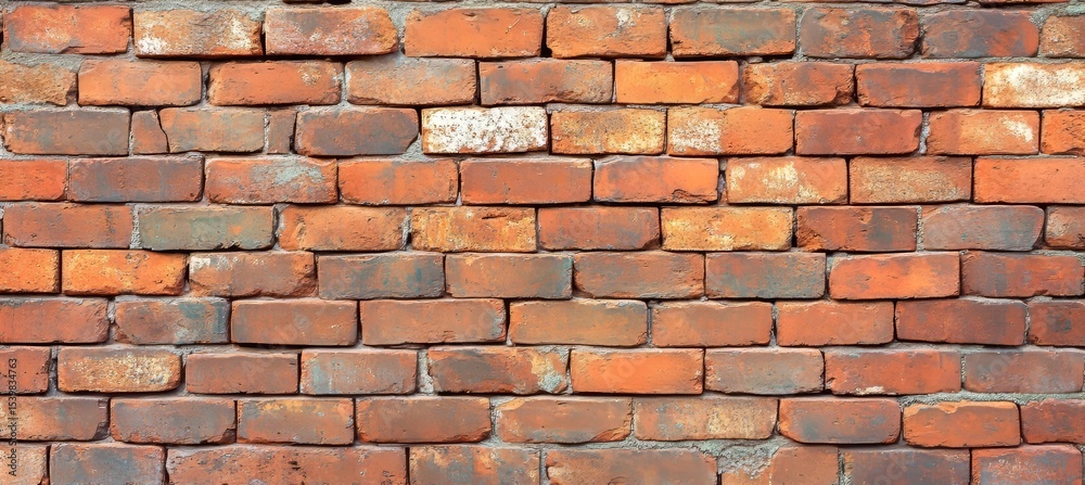 Obraz premium Rustic Urban Texture Display Featuring Aged Brickwork with Red Hue and Authentic Stonework Charm