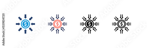 Fundraise icon set multiple style collection