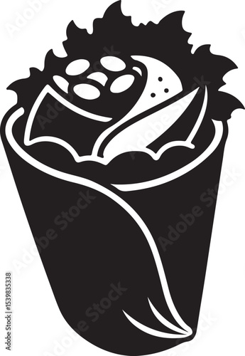 Tasty Tortilla wraps silhouette, black and white silhouette, vector and illustration