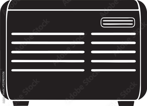 air conditioner silhouette, black and white silhouette, vector and illustration	