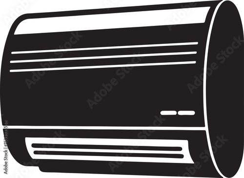 air conditioner silhouette, black and white silhouette, vector and illustration	