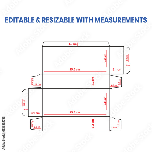 Premium Editable Packaging Dieline Template with CM Measurements – Box Die Cut Layout for Printing and Design