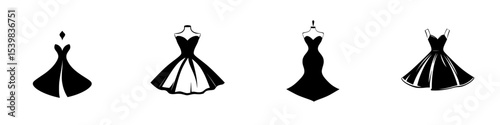 Various black dress designs showcasing elegance and style in a minimalist format perfect for fashion enthusiasts