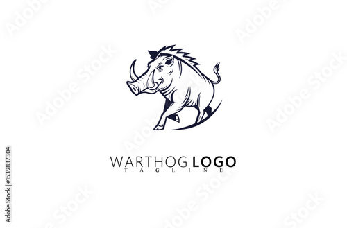 Bold Wilderness Warthog Logo Design With Wild Boar Vector. Great for Rugged Branding in Safari Companies, Hunting Clubs, Wildlife Organizations, and Outdoor Lifestyle Business Identity.

