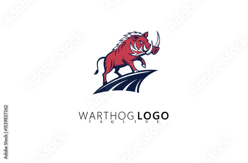 Retro Adventure Warthog Logo Design With Bold Identity. Perfect for Branding Safari Gear, Hunting Clubs, Wildlife Rescue Organizations, and Nature Business Logos With Strong Vector Design.

