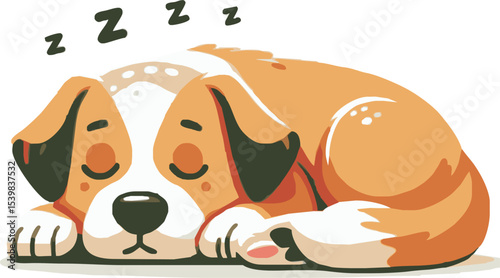 hand drawn dog sleeping nearby vector isolated on white background illustration for cliparts, sticker, print, pet shop.