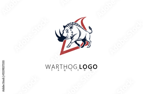 Clean Adventure Warthog Logo Design With Fierce Identity. Boar Head Icon Perfect for Outdoor Apparel, Wildlife Tourism, Hunting Accessories, and Nature Business Branding Purposes.

