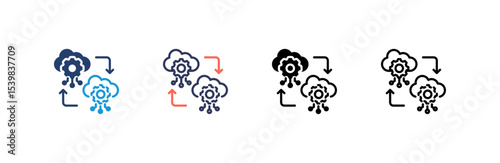 Digital Twin icon set multiple style collection