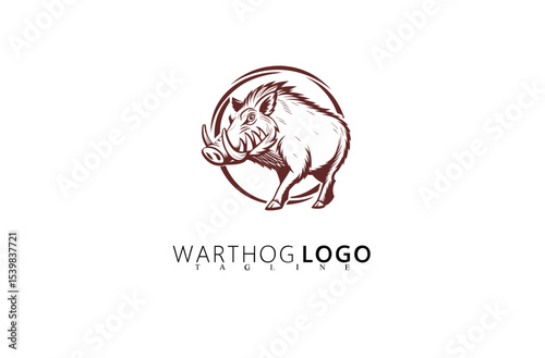 Rustic Boar Warthog Logo Design With Powerful Vector Lines. Ideal for Wildlife Branding, Safari Merchandise, Outdoor Gear Logos, and Hunting Clubs Seeking Strong Business Identity.

