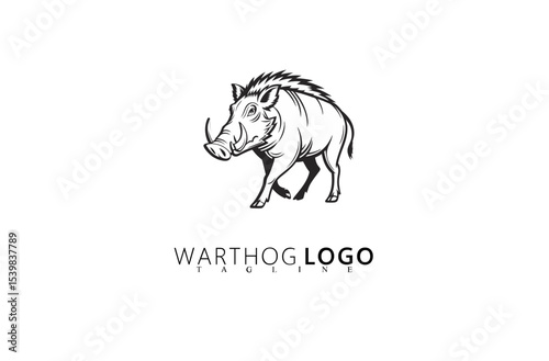 Bold Nature Warthog Logo Design With Retro Adventure Style. Strong Wild Boar Symbol for Safari Tourism Branding, Wildlife Merchandise Identity, Hunting Gear, and Outdoor Business Graphics.

