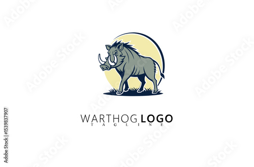 Wild Boar Warthog Logo Design With Clean Vector Lines. Strong Branding for Safari Tours, Hunting Equipment, Wildlife Apparel, and Outdoor Companies With Rugged Identity Needs.

