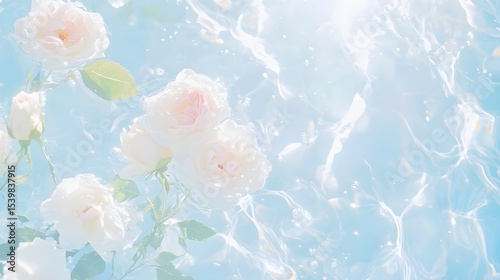 White flowers blooming in the water